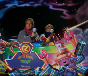 Merce con su hijo en Buzz Lightyear Laser Blast
